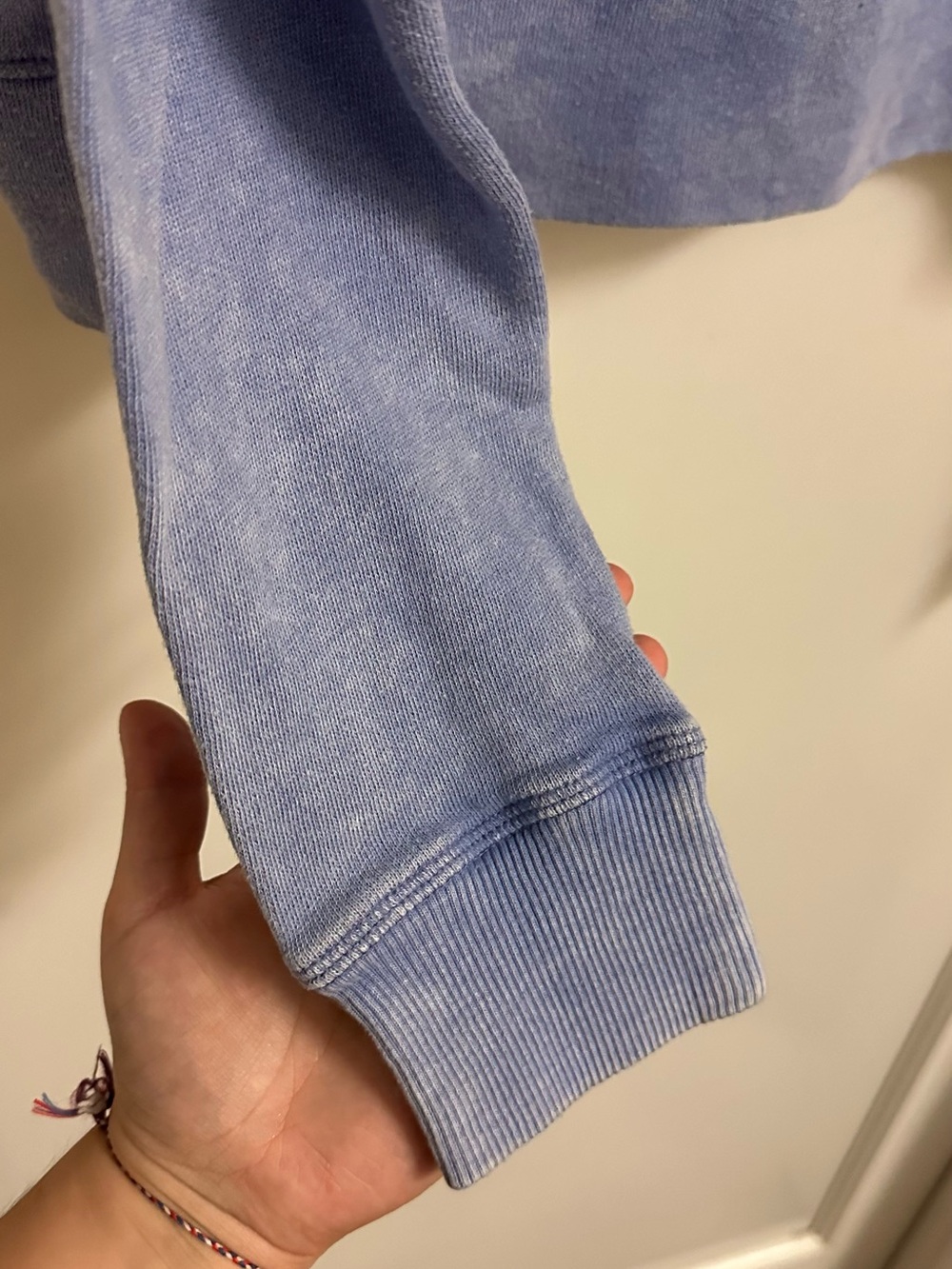 Women’s Top Washed Soft Blue Cropped Hoodie - Picture 5 of 7